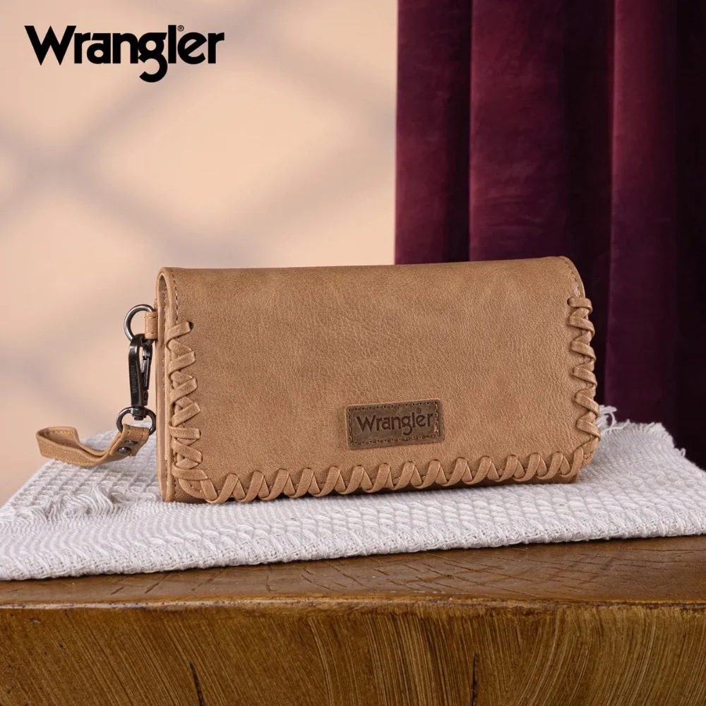 Wrangler Whipstitch Wristlet Wallet Light Brown